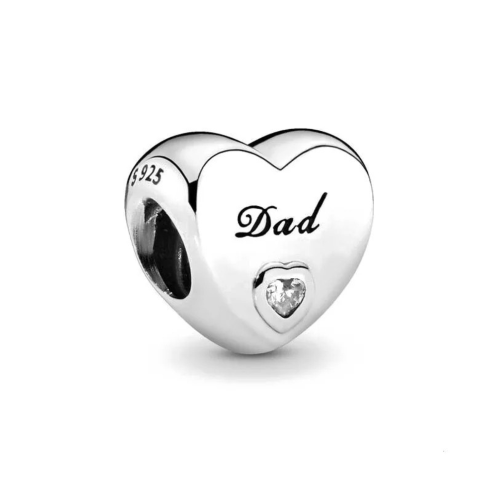 (Dad 925) Silver charm Heart Shaped for Bracelets & Necklace