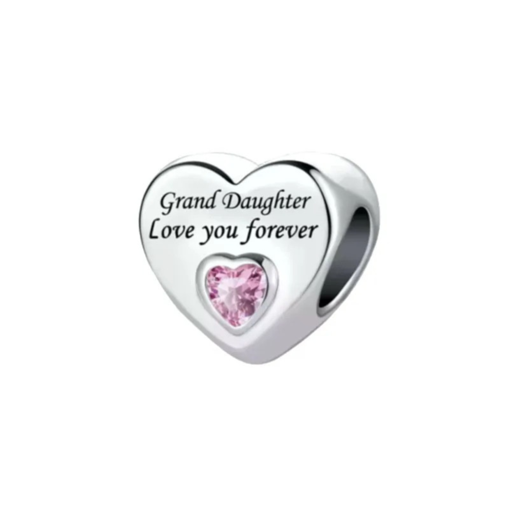 (Grand Daughter love 925) Silver charm Heart Shaped for Bracelets & Necklace