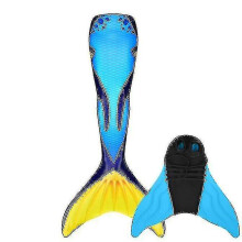 (blue, 120) New Mermaid Tail For Girls And Boys, Monofin For Swimming Included