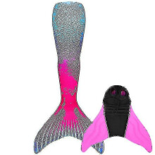 (rose red, S) New Mermaid Tail For Girls And Boys, Monofin For Swimming Included