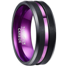 (10) Tungsten Carbide Wedding Ring Engagement Band For Men Women Purple Black Matte Brushed Ring
