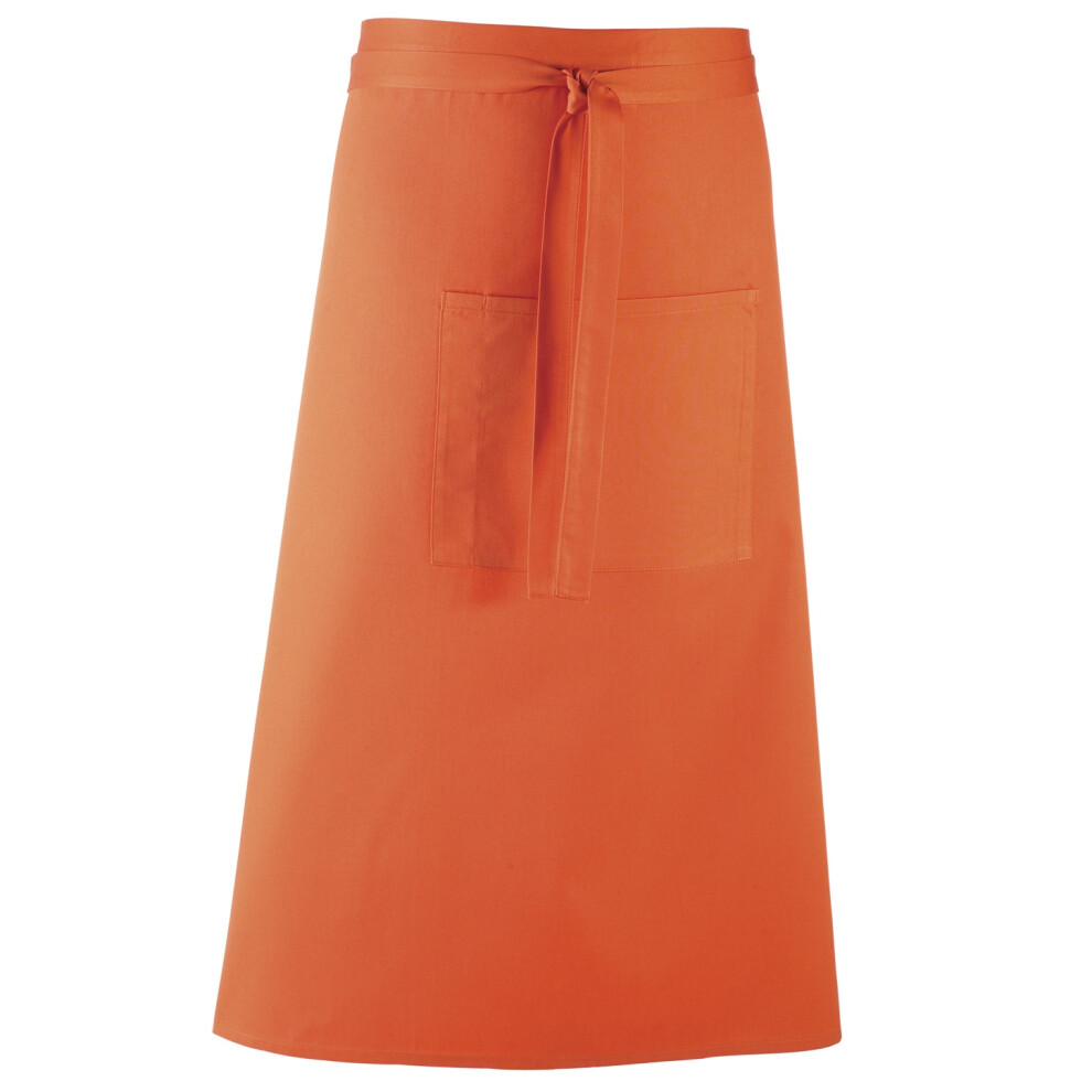 Premier (One Size, Orange) Unisex Colours Bar Apron / Workwear (Long Continental Style) (Pack Of 2)