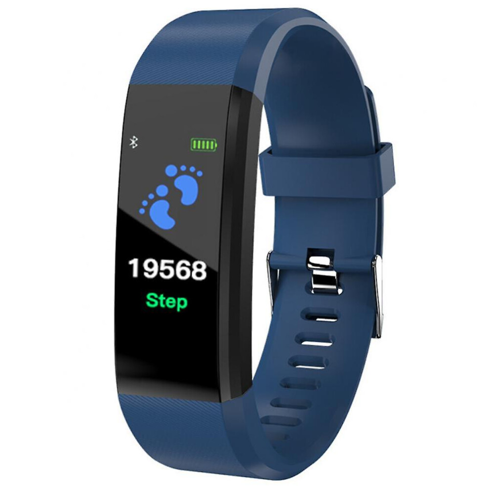 (Black) 115 Plus Smart Bracelet Bluetooth Smart Watch Heart Rate Blood Pressure Monitor Fitness Tracker Black 8994439332196