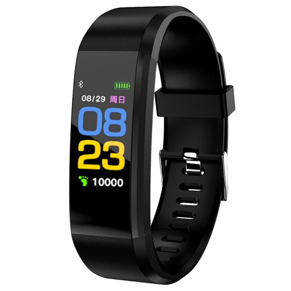 (Blue) 115 Plus Smart Bracelet Bluetooth Smart Watch Heart Rate Blood Pressure Monitor Fitness Tracker