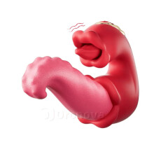 Dual Thrusting Dildo Tongue Clit Licking Vibrator G-spot Massager Sex Toy Women