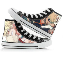 (D, 40) Anime Bakugou Katsuki Print Canvas Shoes My Hero Academia Midoriya Izuku High Top Canvas Sneakers Casual Shoes Asian Size