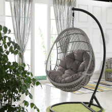 (Dark Grey) Basket Egg Chair Seat Cushions Garden Hammock Cradle Pads