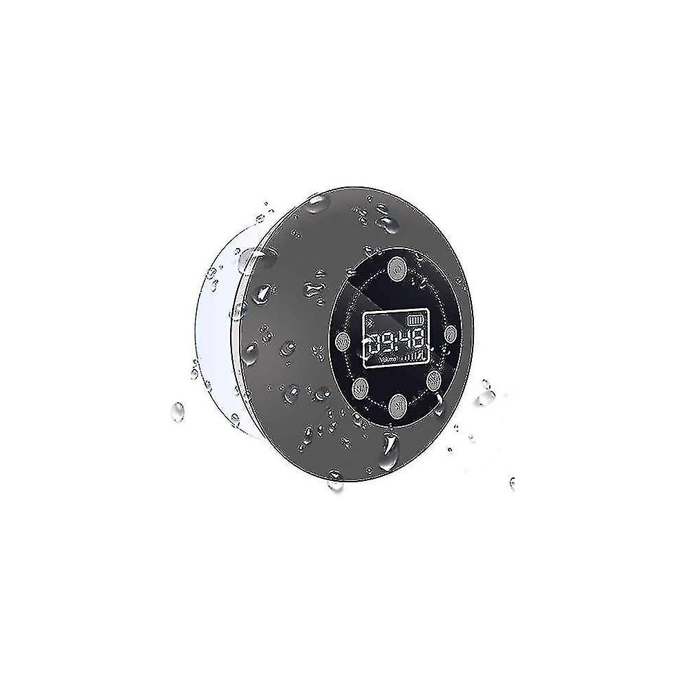 Shower Radio Bluetooth Speaker 5.0,  Waterproof Wireless Bathroom Music With Suction Fm Microphone Hands-free Calling 10 Hours Lcd Clock Display Sd Ca