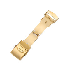 (Golden, 16mm) Watch Buckle Universal Double Press Stainless Steel Watch Safety Folding Clasp For Watchmaker