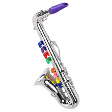 Saxophone 8 Colored Keys Metallic Simulation Props Play Mini Musical Wind Instruments For Children