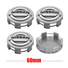 (60mm-Silver) 4pcs Car Wheel Center Cover Stickers Hub Cap Auto decoration accessories For Nissan Qashqai J11 J10 X-trail T32 Juke Altima