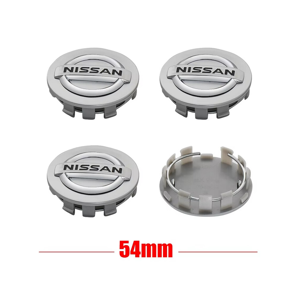(54mm-Silver) 4pcs Car Wheel Center Cover Stickers Hub Cap Auto decoration accessories For Nissan Qashqai J11 J10 X-trail T32 Juke Altima-image-OPC-PFWJBVX-NEW