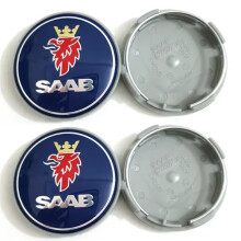 (Blue 4pcs) 4pcs x 63mm Blue Carbon Black Car Wheel Center Cap Rims Hub Caps For SAAB 9 3 9 5 9-3 9-5 SAAB Emblem Badge Accessories