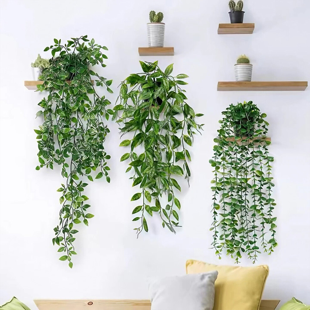 Set of 4 Artificial Hanging Plants with Pots