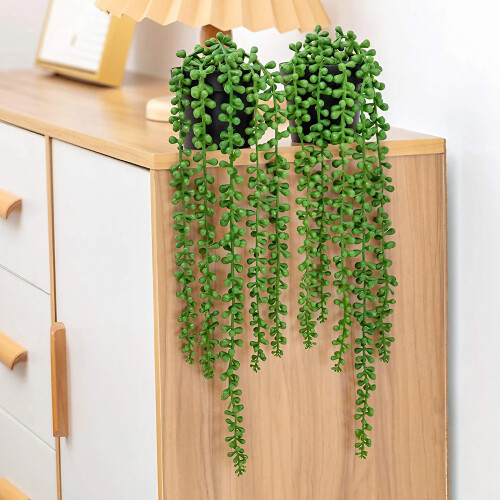 Living And Home Set of 4 Artificial Hanging Plants with Pots 1