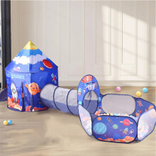 3 in 1 Aerospace Theme Play Tent with Play Tunnel, Ball Pit