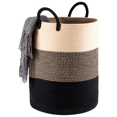 (Black) 58L Basket Blanket Storage Organiser Laundry