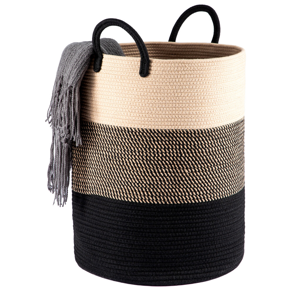 (Black) 58L Basket Blanket Storage Organiser Laundry Black