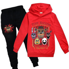 (Red, 11-12 Years) Kids Five Nights At Freddy's Tracksuit Set Long Sleeve Casual Hoodies Hooded Sweatshirt Top Pants Fnaf Outfits Activewear Loungewear Gift-yvan