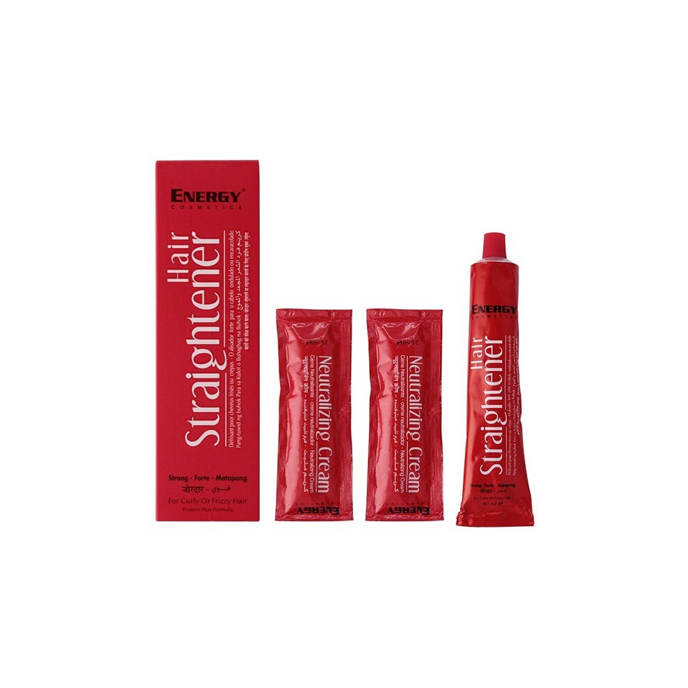ENERGY COSMETICS Hair Straightener Cream Kit | Hair Smoothing & Relaxing Treatment | Long-Lasting Straightening for Frizz-Free, Silky, Smooth Hair