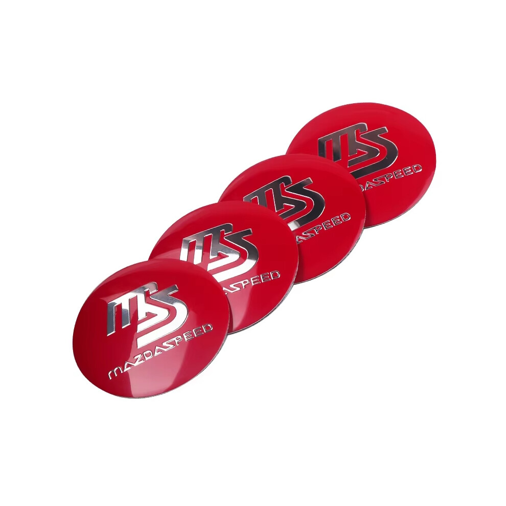 (56Mm Ms ) 4Pcs 56Mm Car Wheel Center Hub Caps Cover Rim Exterior Decals Stickers Badge For Mazda 5 6 Axela Cx-5 Cx-7 Mx-5 Auto Decoration Red 6920105275643