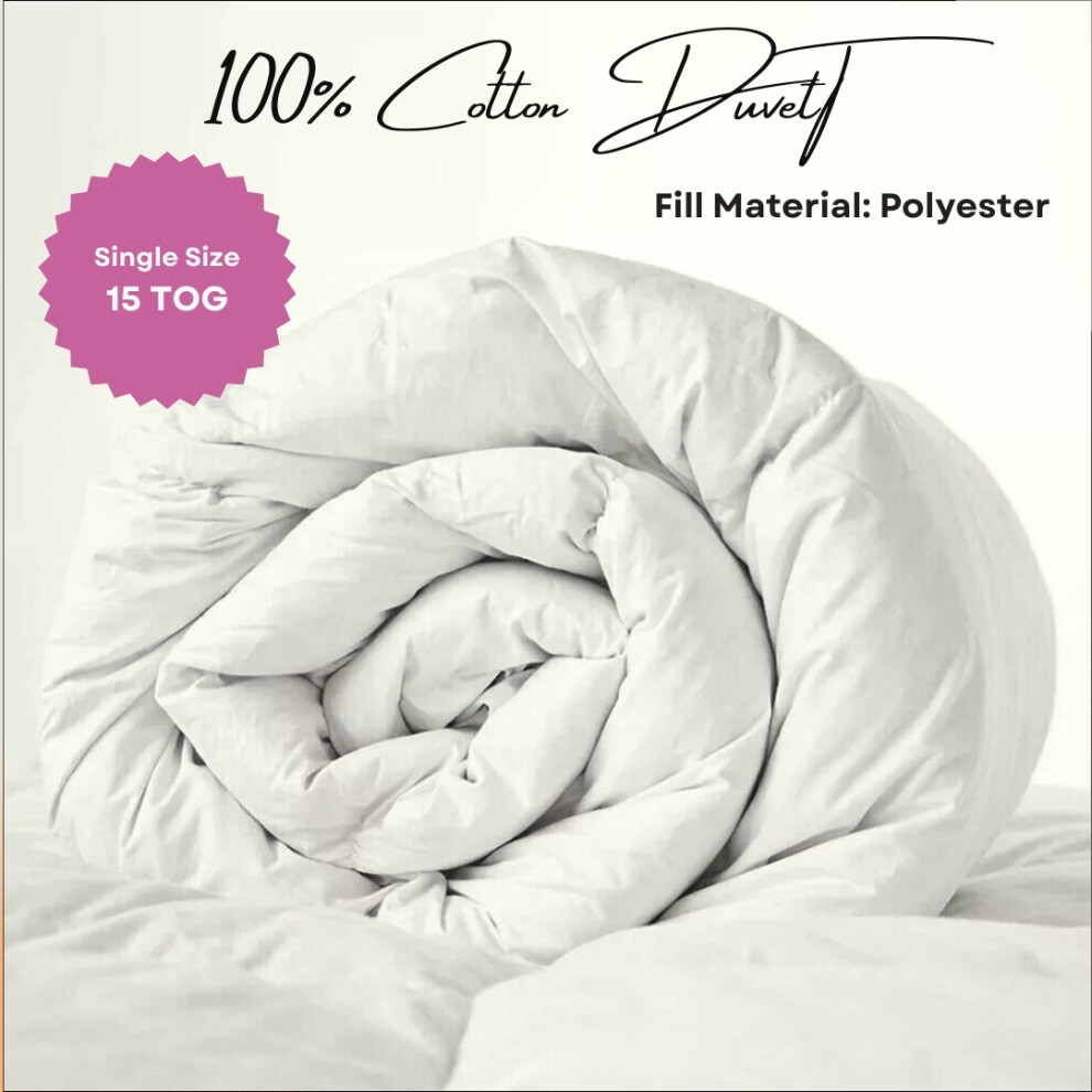 (Super King) Hotel Quality Duvet 15 Tog 100% Cotton Feels Like Down Quilt
