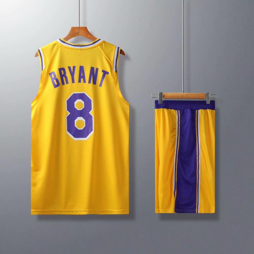 (yellow, 4XL(180-188cm)) Quick-drying Breathable Activewear No.8 Bryant Basketball Fans Training Shirt Kits For Kids And Adult-image-OPC-PFWJJ7B-NEW