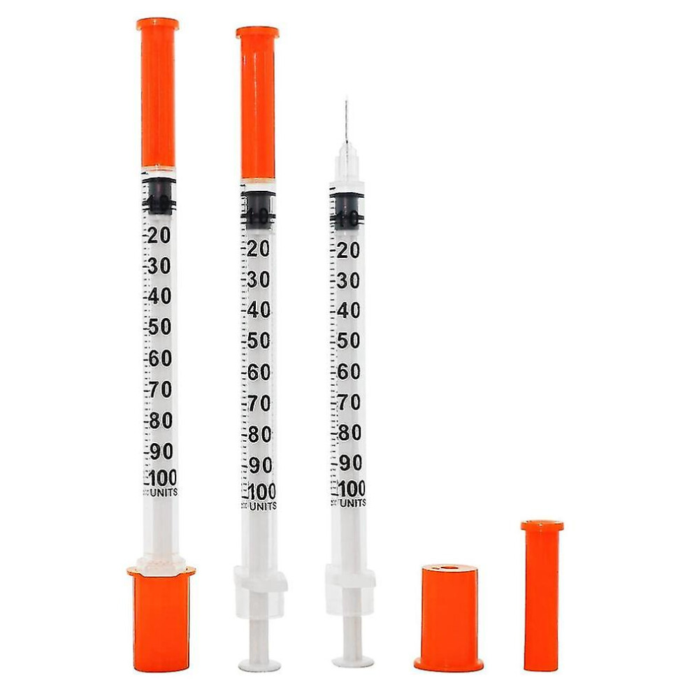 1ml U-100 Syringe With Needle, 31g 1cc 5/16-inch (8mm), Lab Measuring Supplies, Individually Wrappe