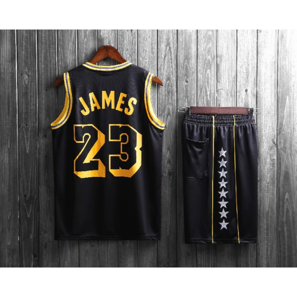 (balck, XL(165-170cm)) Quick-drying Breathable Activewear No.23 James Basketball Fans Training Shirt Kits For Kids And Adult