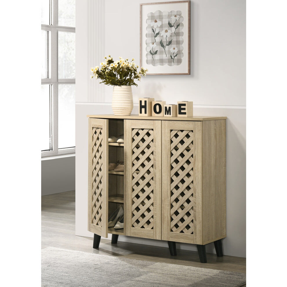Essentials 3 Door Shoe Cabinet Sonoma Oak