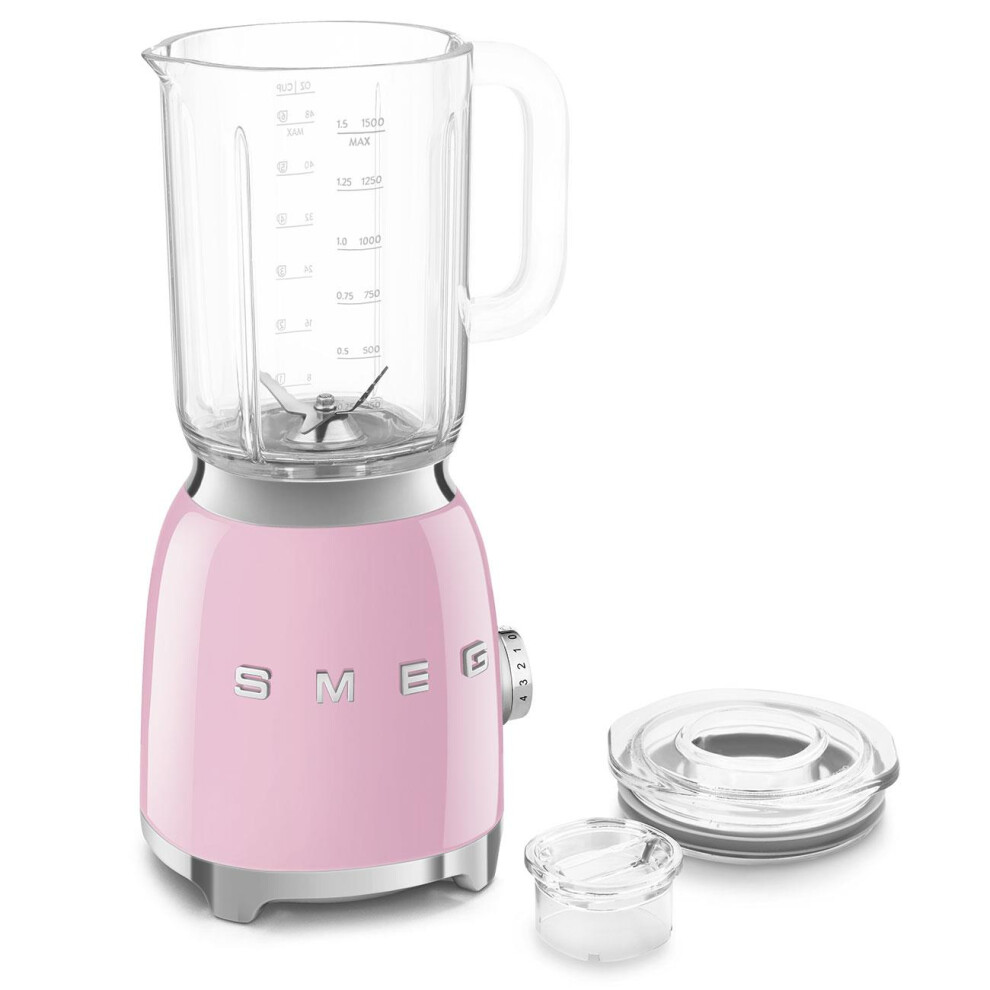 Smeg BLF03PKUK Retro 50's Style Jug Blender with Stainless Steel Blades, 4 Speed Settings and 3 Pre-set Programs, 1.5 Litre, 800W, Pink