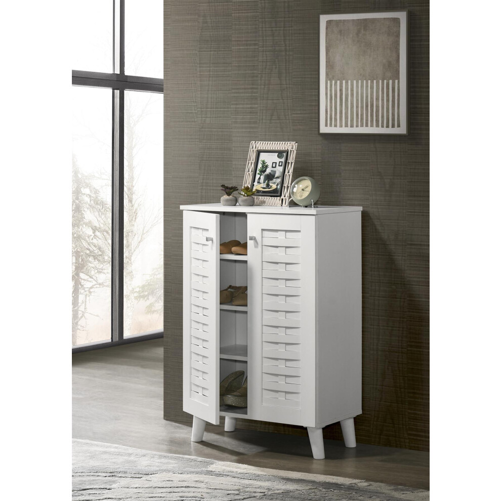 Modern Shoe Storage Cabinet 2 Doors Footwear Stand Rack Unit Cupboard