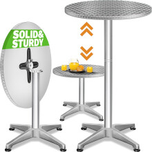 CASARIA® Round Bar Table | 60 cm | Top Outdoor High Kitchen Dining | Breakfast | Bistro | Stainless Steel | Cocktail Drinks