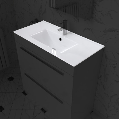 NES Home Nes Home 800mm Modern White Slim Ceramic Inset Basin 1