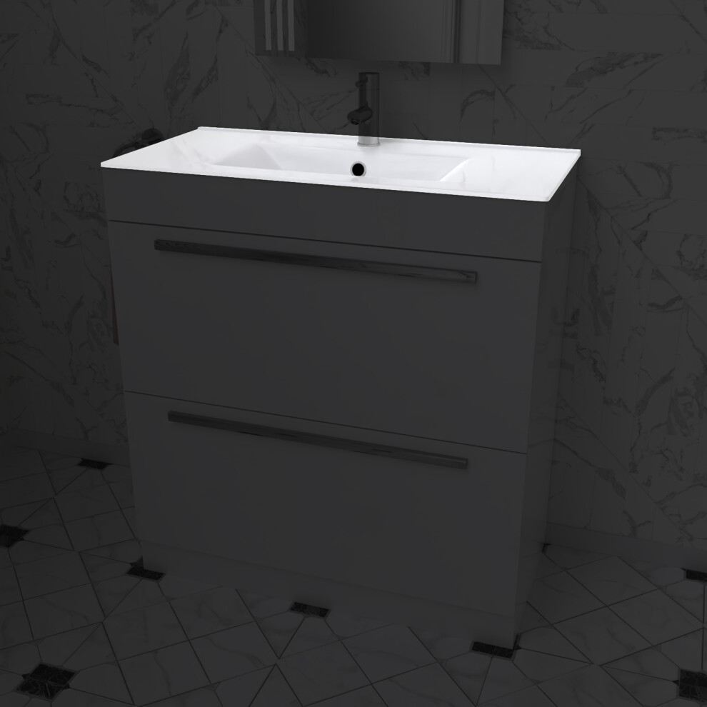 Nes Home 800mm Modern White Slim Ceramic Inset Basin