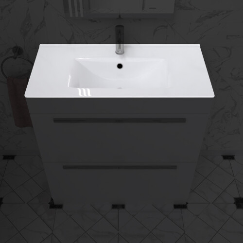 NES Home Nes Home 800mm Modern White Slim Ceramic Inset Basin 2