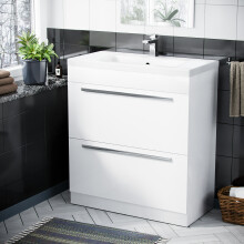 Nes Home 800mm  White 2 Drawers Basin Vanity Unit