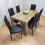 Dining Table with 6 Black Leather Chairs Rustic Wood Table for Dining Room 1