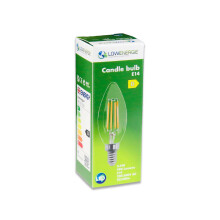 (1 Pack) LED Filament Light Bulb C37 Candle Bulb E14 Screw  Warm White 2700K Band D Energy Saving