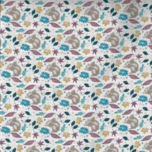 (Squirrels Leaves Blue, 1 Meter) 100% Cotton Quilting  and Dressmaking Fabrics