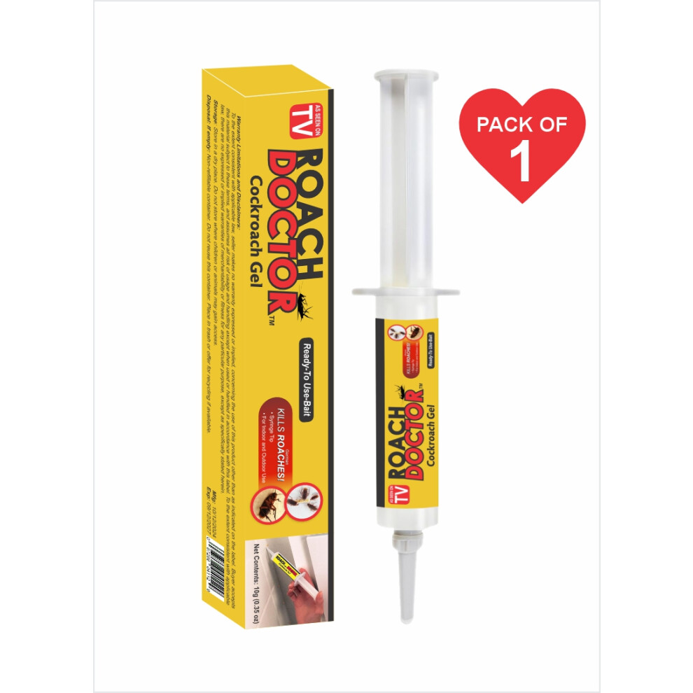 Roach Doctor Cockroach Gel Bait |Indoor & Outdoor Roach Killer with Syringe Applicator for Fast and Effective Roach Control  10g