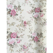 (Linen Floral Roses Curtain Upholstery Quilting, 1/2 Meter) 100% Cotton Quilting and Dressmaking Fabrics