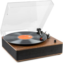 Fenton RP161 Bluetooth Vinyl Record Player with Built-In Speakers - Walnut Wood Finish, Belt-Driven Turntable, 2-Speed Options for 33/45 RPM Records