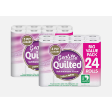 (48 Rolls ( 2 packs of 24)) Gentille Quilted Toilet Rolls 3ply Luxury Soft Strong Tissue