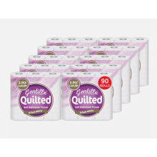 (90 Rolls ( 10 packs of 9)) Gentille Quilted Toilet Rolls 3ply Luxury Soft Strong Tissue