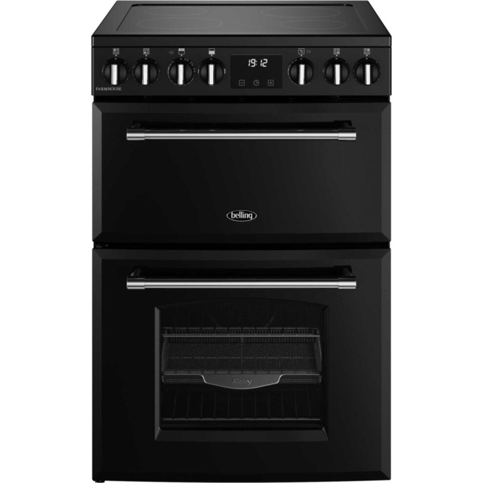 Belling Black Ceramic Electric Cooker - 60cm Width - Double Oven - AirFry Function - Maxi-Clock - Image 3