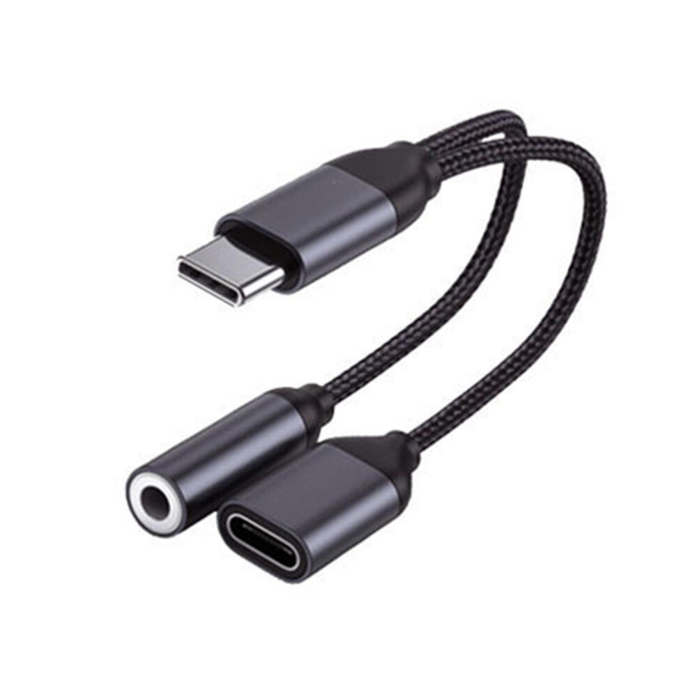(Black) Adapter Usb C To 3.5Mm Aux Jack Aluminum Alloy Audio Headphone Cable For Music Black 8994439405937