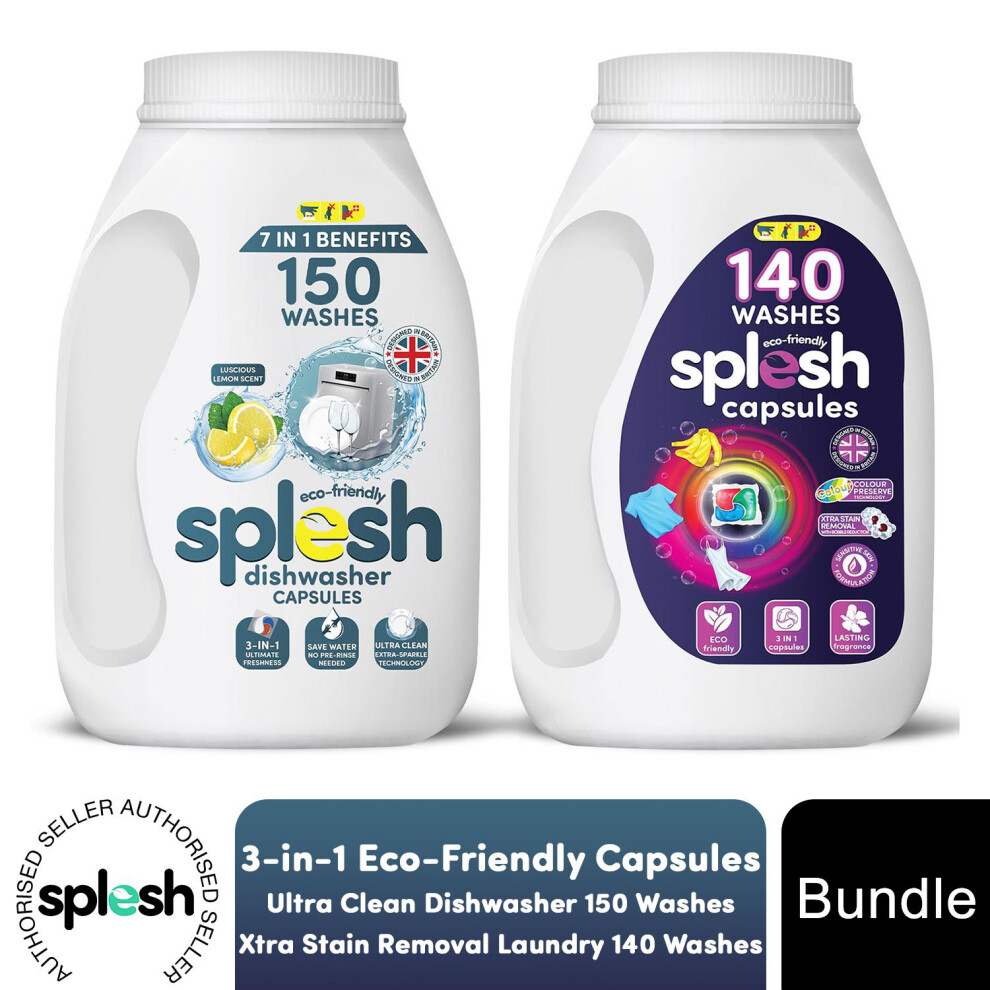 Splesh Cleaning Bundle Dishwasher 150 Cap With Laundry 140 Cap - White - Image 2