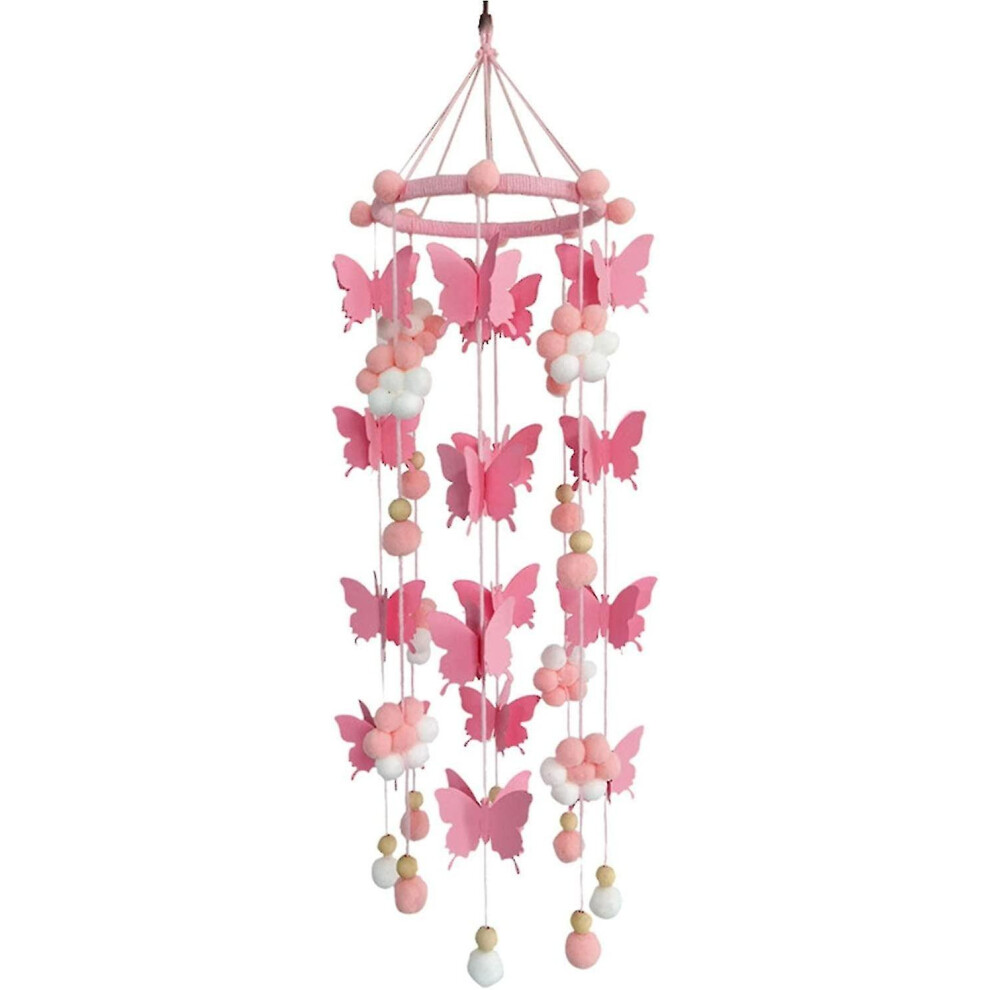 Baby Crib Mobile Cute Butterfly Felt Ball Mobile Ceiling Mobile Hanging Decoration for Baby Nursery