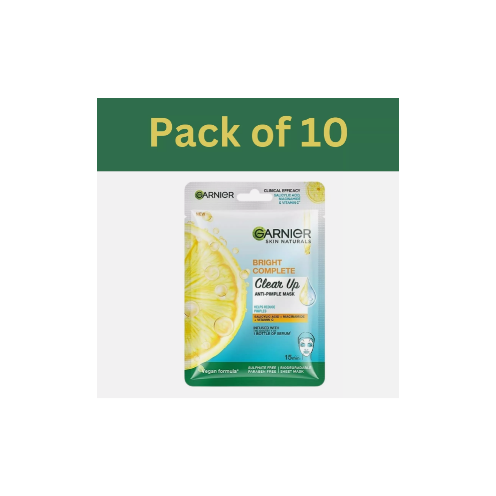 Garnier Bright Complete Anti Pimple Sheet Mask x10